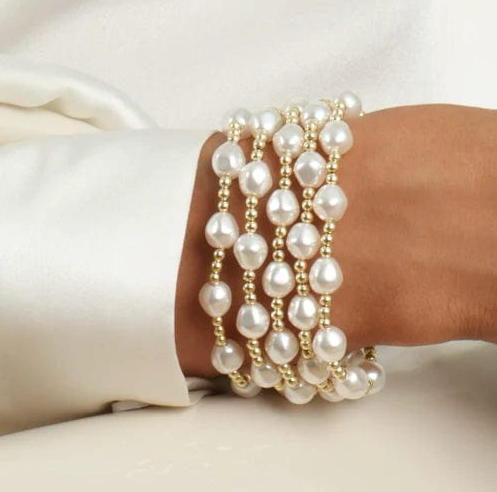 enewton admire gold 3mm bead bracelet - pearl - 13 Hub Lane   |  