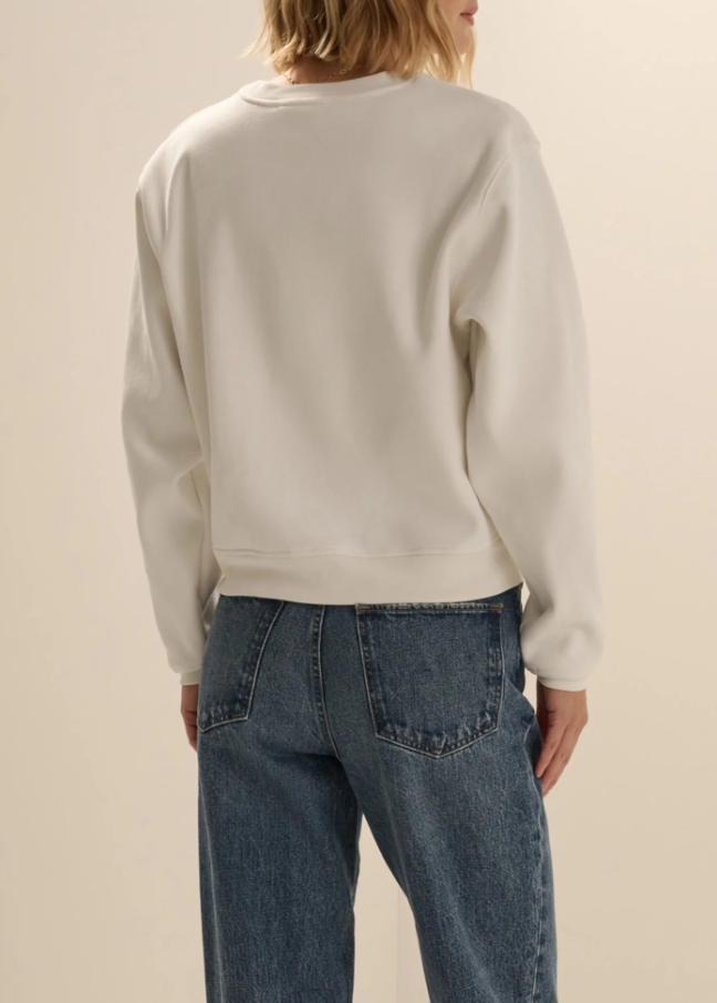 Favorite Daughter Embroidery Ritzy Classic Sweatshirt, Sugar & True Red