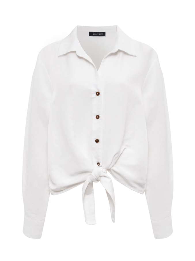 More Love Linen Tie Top, White