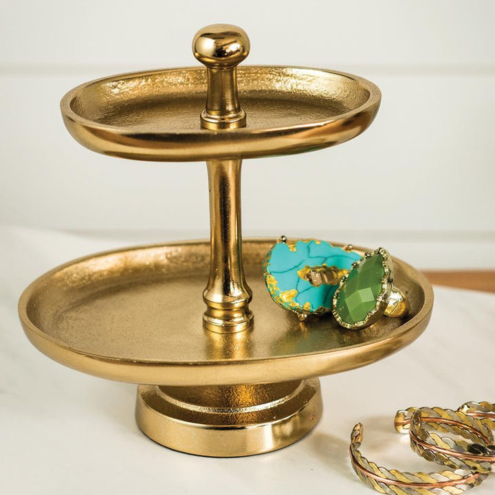 2-Tier Jewelry Stand, Gold