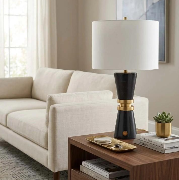 Elgon Marble Table Lamp, Black