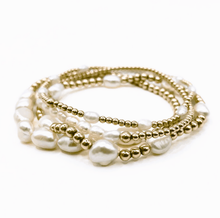 Rice Pearl Beaded Bracelet - w/ Luxe Cross
