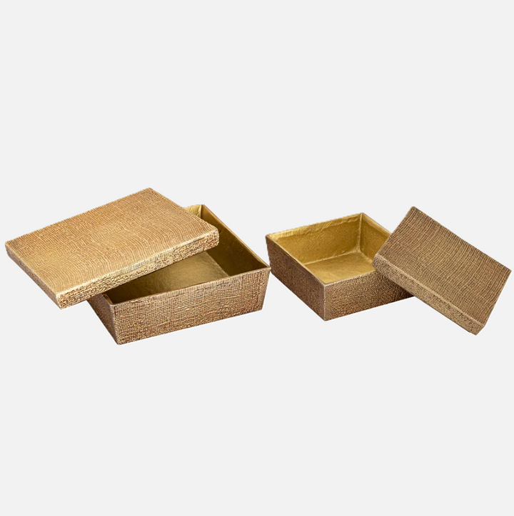 Embossed Jute Antique Brass Box