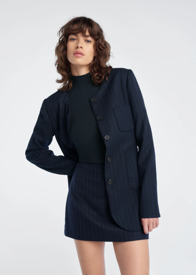 The Favorite Skort, Navy Pinstripe - 13 Hub Lane   |  Mini Skirts