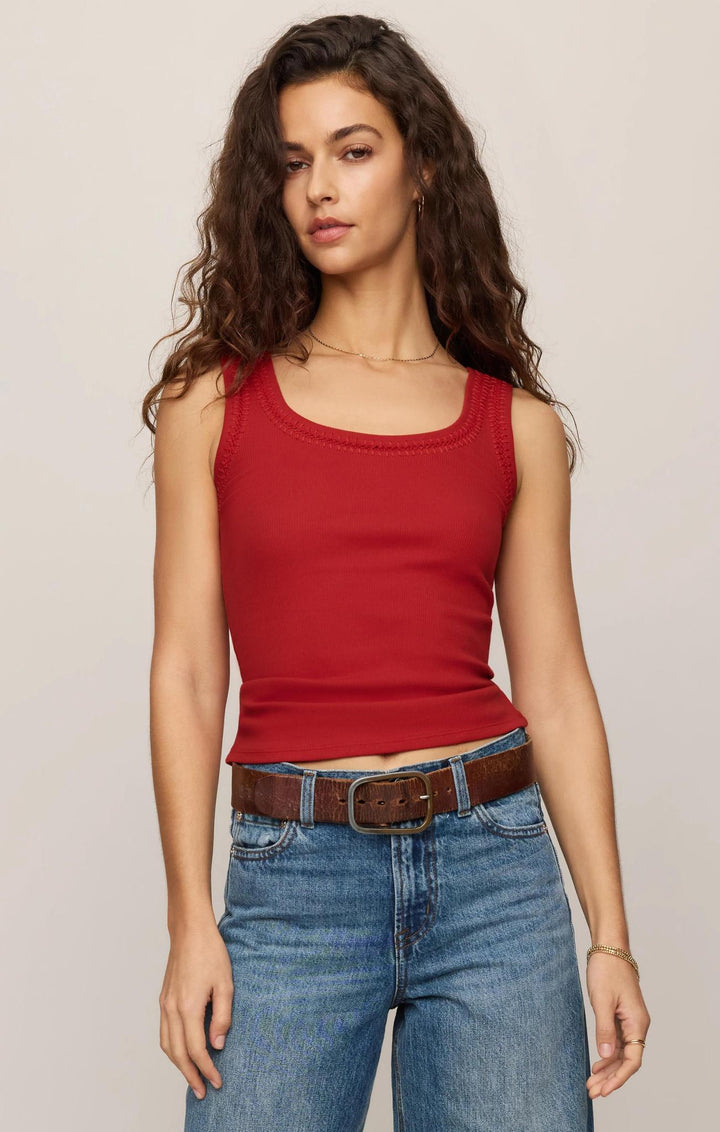 Larkin Whipstitch Tank, Chili Pepper