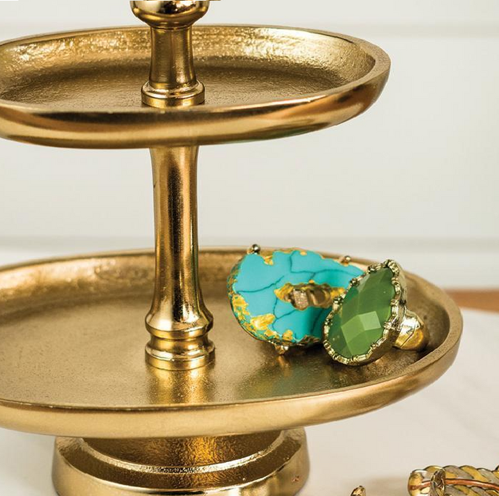 2-Tier Jewelry Stand, Gold