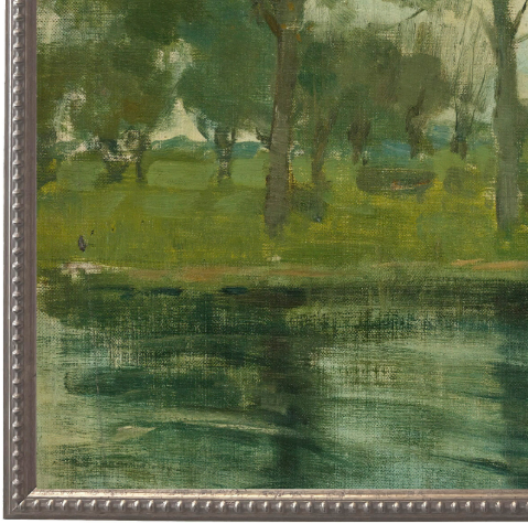 Two Trees Silhouetted Behind A Water Course