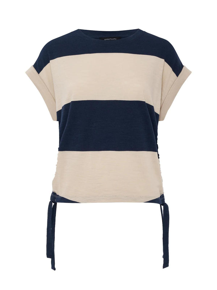 All Day Ruched Tee, Navy Blazer/ Dark Opal Rugby