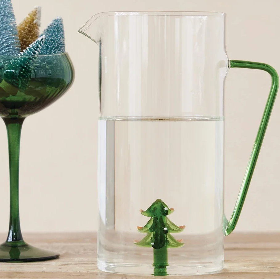 Holiday Pitcher w/ Hand Blown Tree Figure - 13 Hub Lane   |  