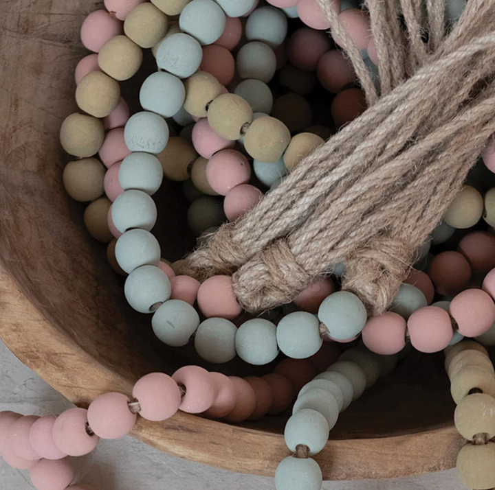 72" Paulownia Wood Beads w/ Tassles