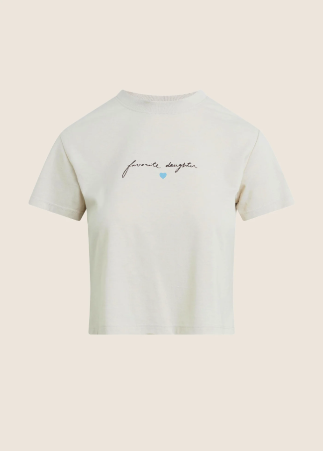 Favorite Daughter Cropped Signature Tee, Pumice & Espresso