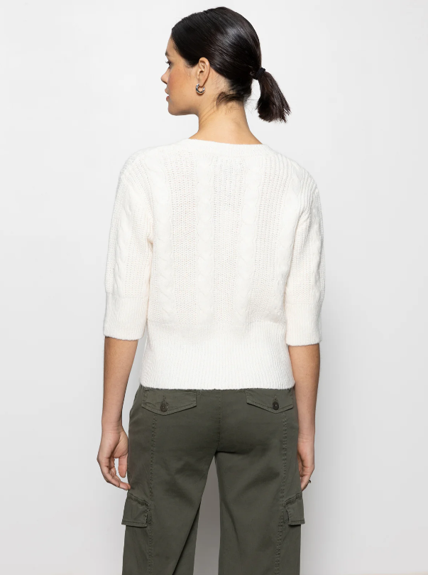 Fuzzy Cable Cardi, Light Oat