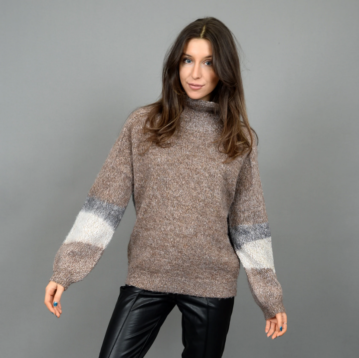 Britannia Raglan Sleeve Sweater, Taupe