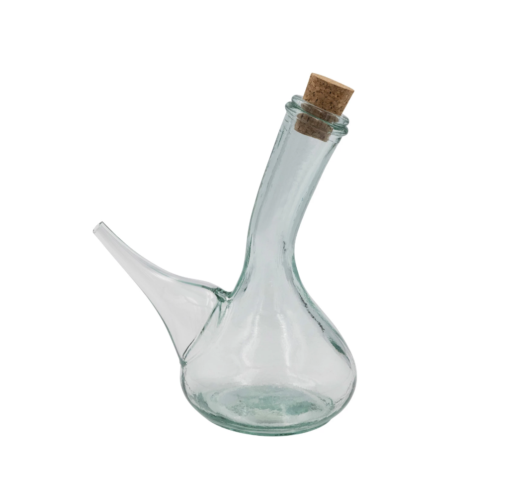 Recycled Glass Porron Wine Pitcher w/ Cork - 13 Hub Lane   |  