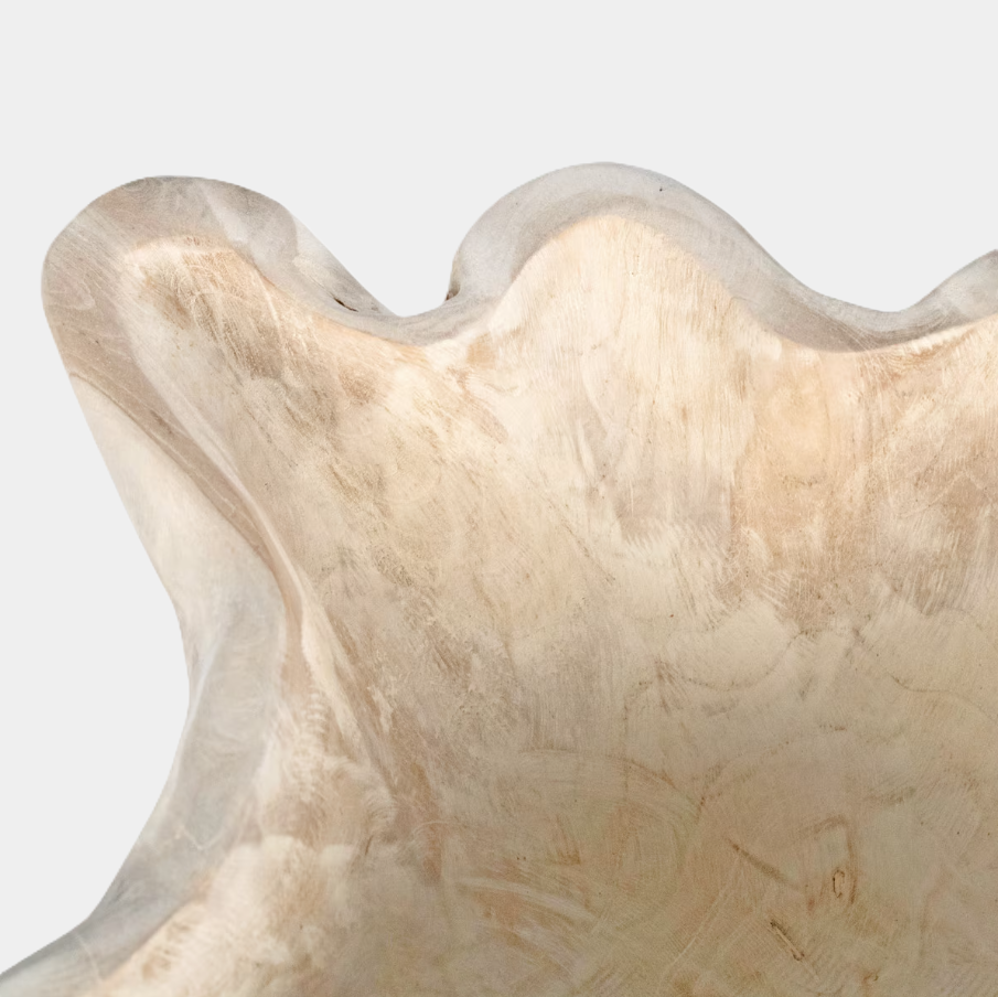 Organic Teak Wood Carved Bowl, Natural - 13 Hub Lane   |  Wooden Bowls