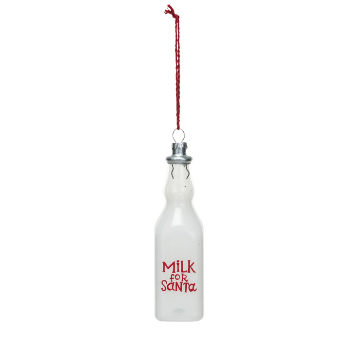 "Milk for Santa" Glass Ornament