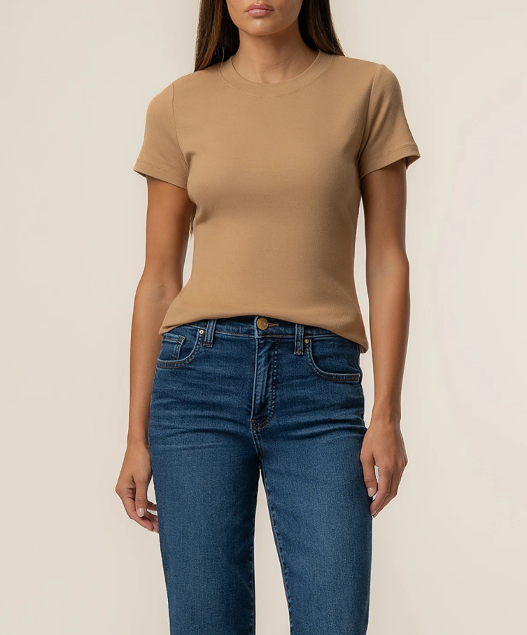 Kut From the Kloth Langley Rib Top, Camel