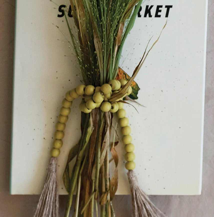 28" Jute & Wood Bead Garland w/ Tassels