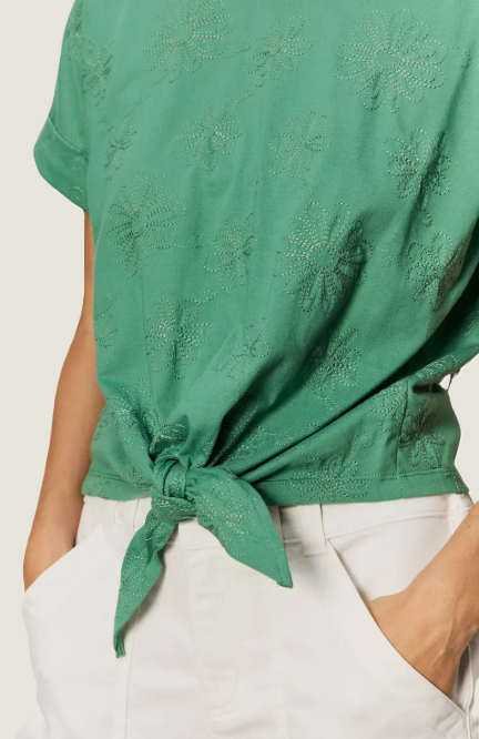 All Day Tie Tee, Green Juice Embroidered