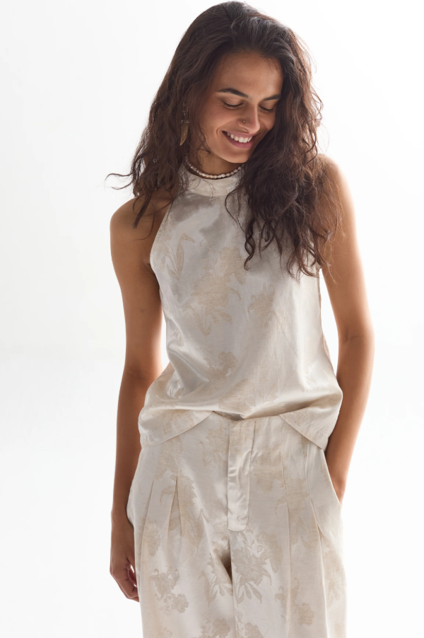 Olivia Brocade Top, Ivory Garden - 13 Hub Lane   |  Halters