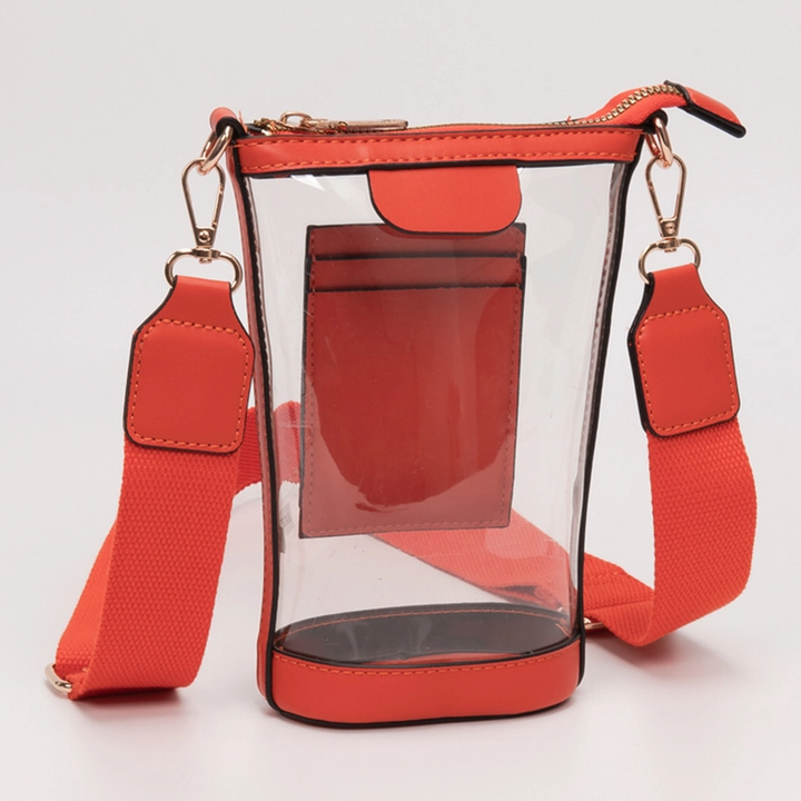 Transparent Crossbody Bag / Phone Bag, Orange - 13 Hub Lane   |  Clear Crossbodies