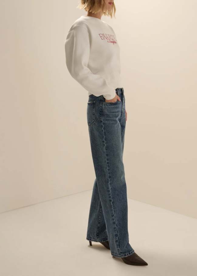 Favorite Daughter Embroidery Ritzy Classic Sweatshirt, Sugar & True Red