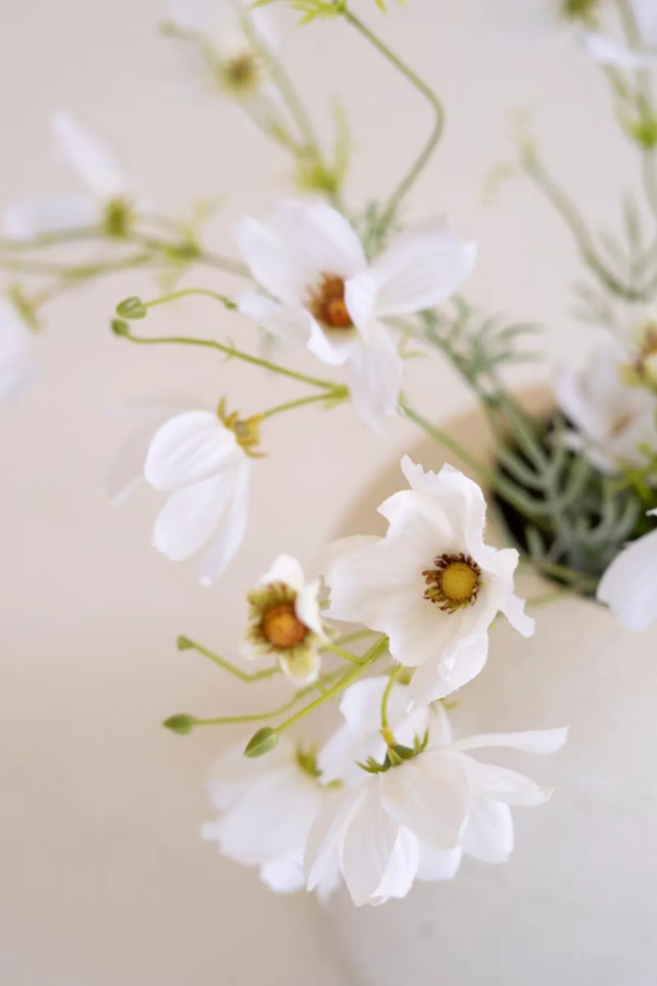 Artificial White Cosmos Spray, White