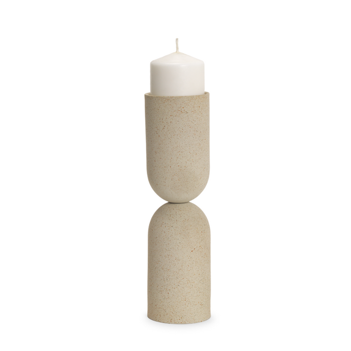 Qamra Textured Pillar Candleholder - 13 Hub Lane   |  Metal Candle Holders