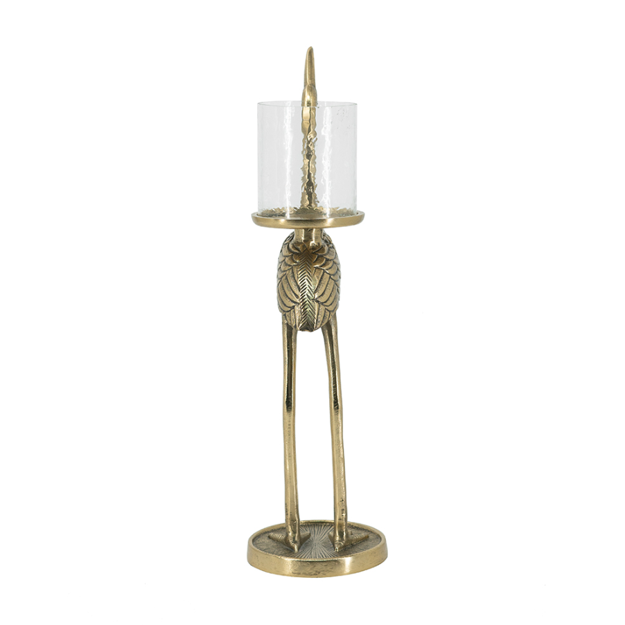 Gold Crane Candle Holder - 13 Hub Lane   |  Metal Candle Holders