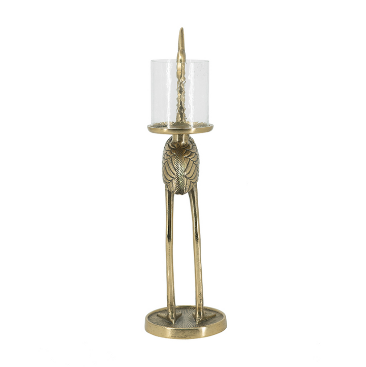 Gold Crane Candle Holder - 13 Hub Lane   |  Metal Candle Holders