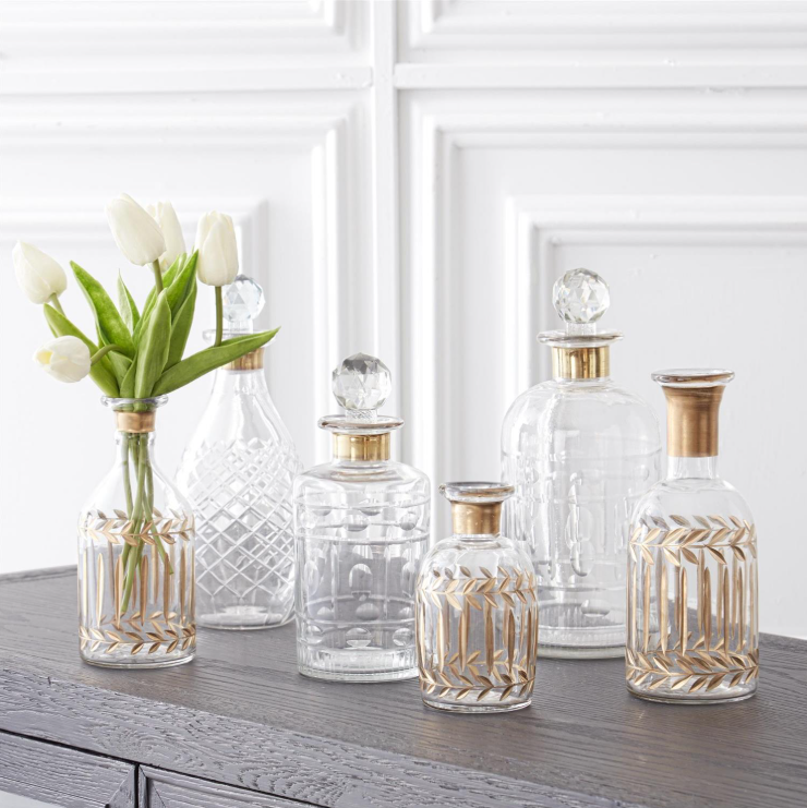 Glass Decanter w/ Gold Trim