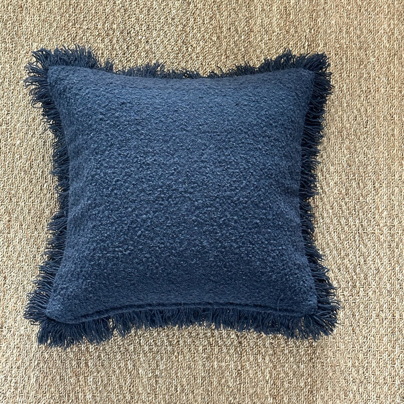 Handmade Anaya Indigo Fringe Pillow