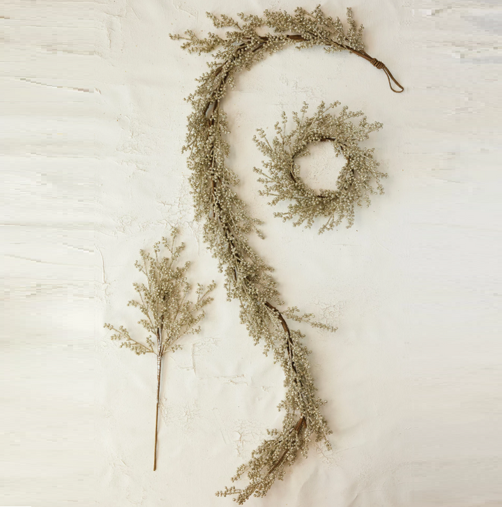 Faux Berry Stem, Antique Silver - 13 Hub Lane   |  Christmas Sprays