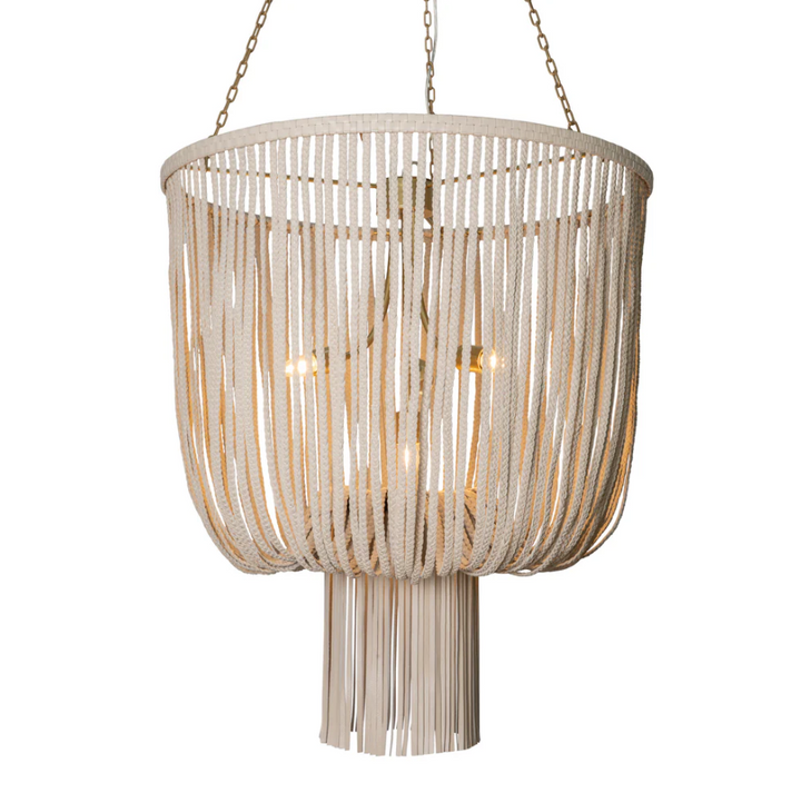 Nalani Chandelier, Cream - Stone Leather - 13 Hub Lane   |  Chandeliers