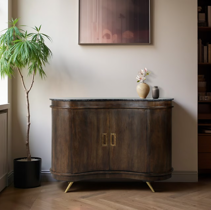 Roquet Curved Wood 2-Door Cabinet