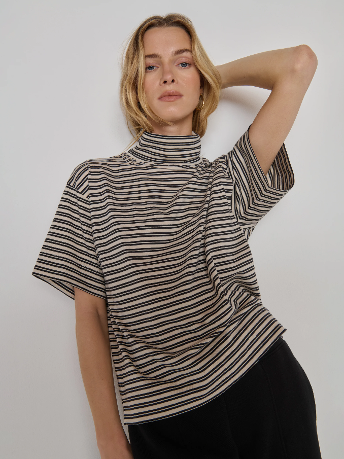 Nation LTD Fable Turtleneck Tee, Vintage Yarn Dye Stripe - 13 Hub Lane   |  