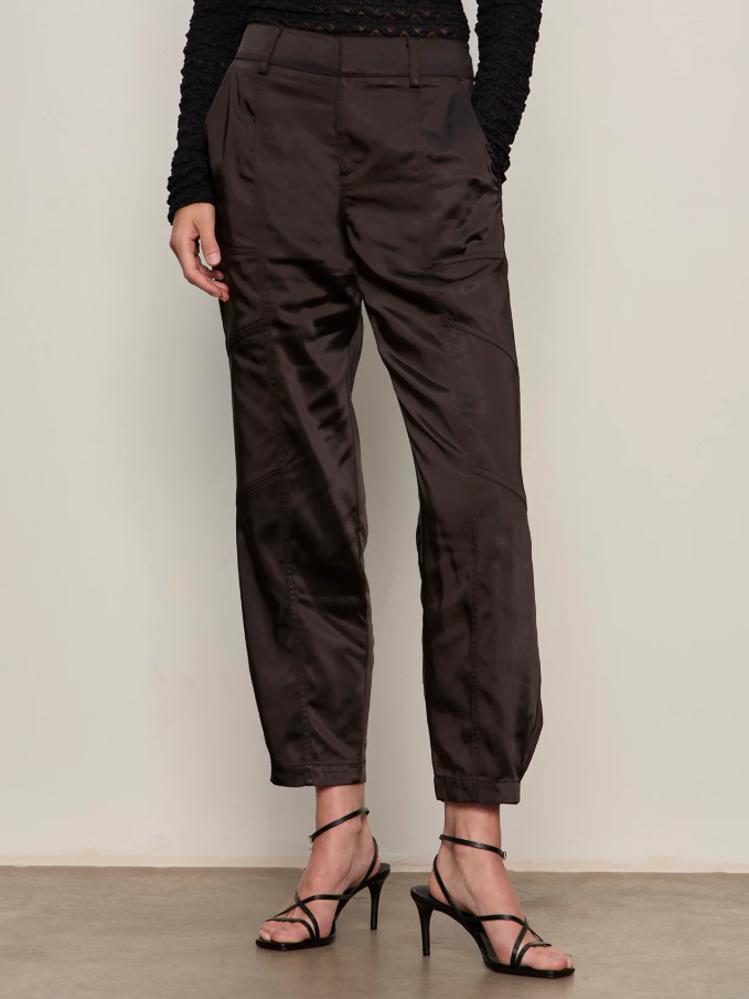 Sahara Satin Tapered Pant, Black - 13 Hub Lane   |  Tapered Pants