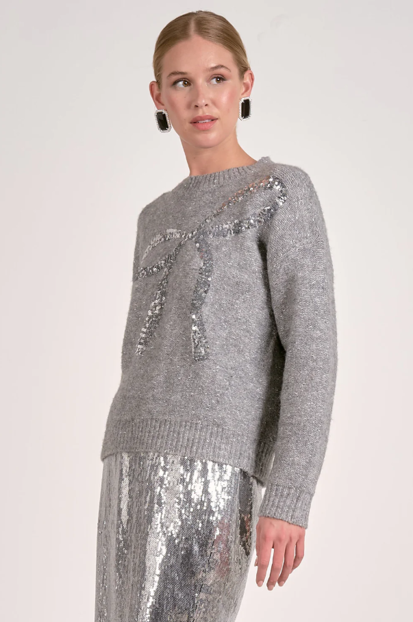 Silver Bow Sweater, Grey