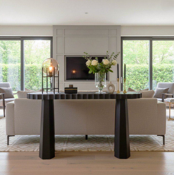 54" Luzia Metallic Marble Console Table
