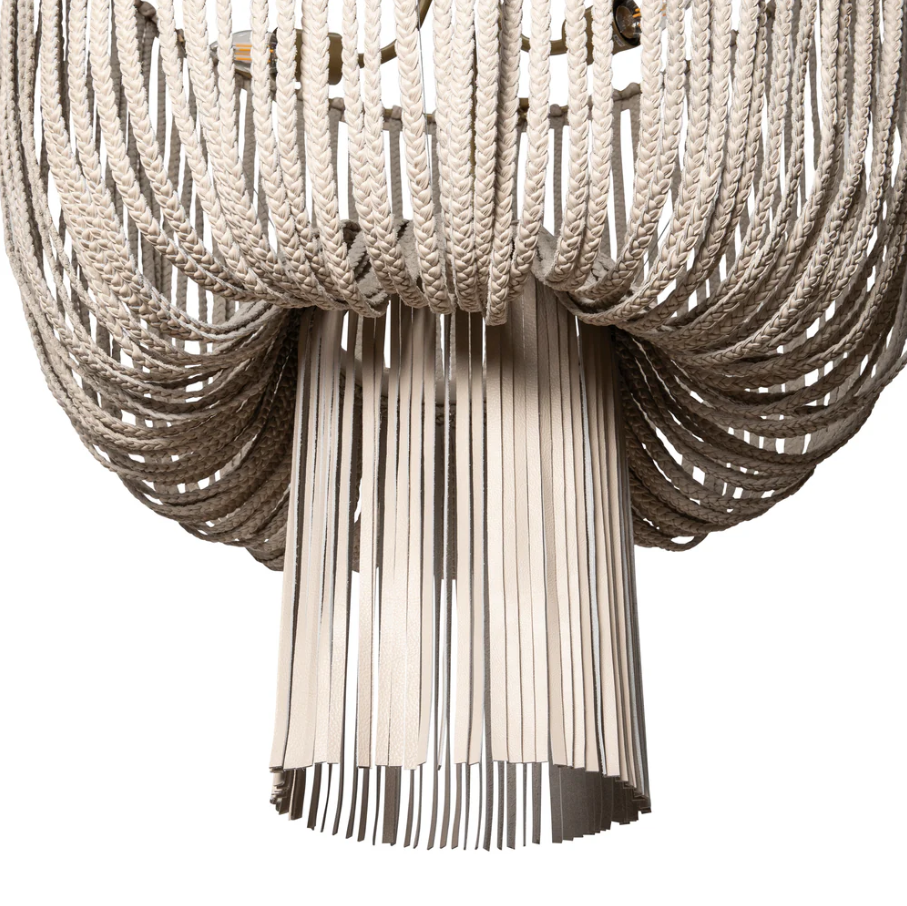 Nalani Chandelier, Cream - Stone Leather - 13 Hub Lane   |  Chandeliers