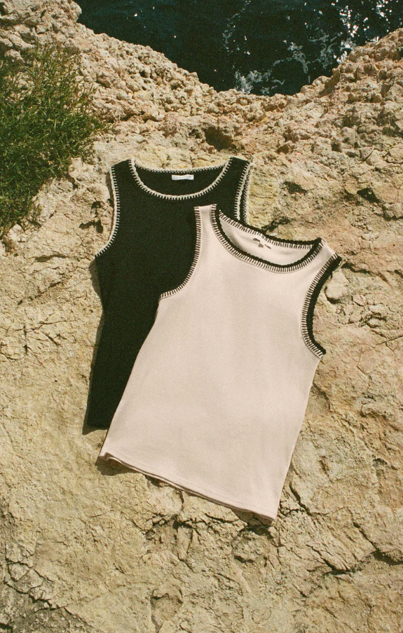 Social Whipstitch Tank, Crystal - 13 Hub Lane   |  Crewneck Tanks