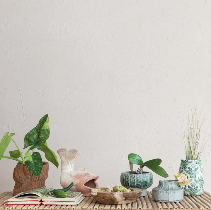 Terra-Cotta Floral Transferware Planter/Vase