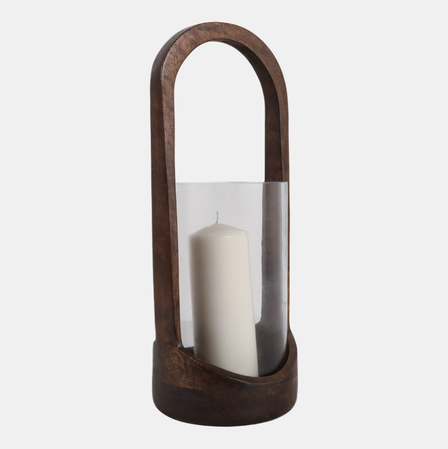 Modern Hurricane Lantern, Walnut - 13 Hub Lane   |  