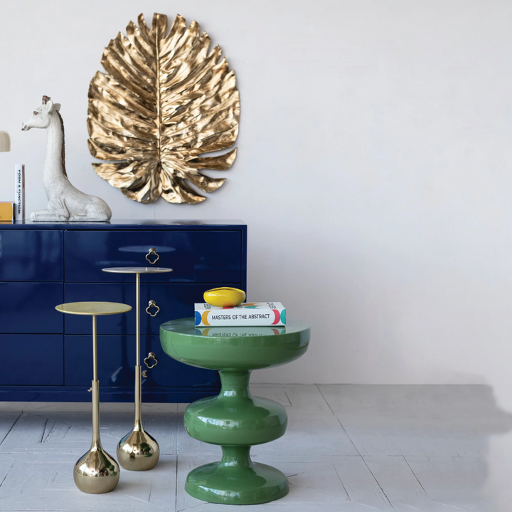 Enameled Aluminum Adjustable Table w/ Gold Electroplated Base