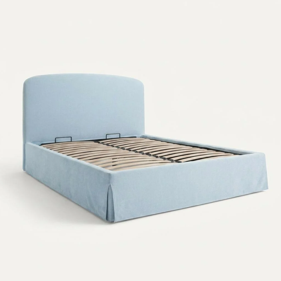 Joan Queen Storage Bed, Light Blue