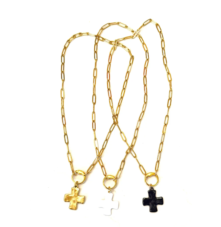 CV Designs Small Block Cross Necklace
