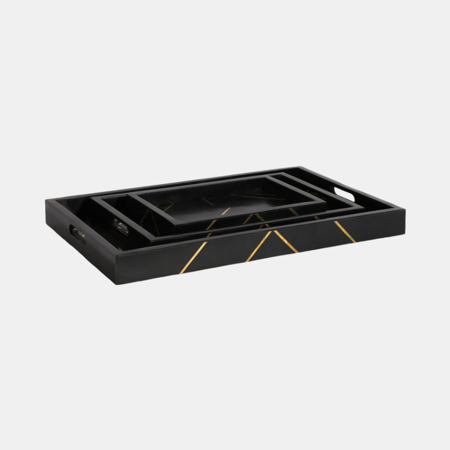 Resin Brass Inlay Rectangle Tray - Thumbnail 5