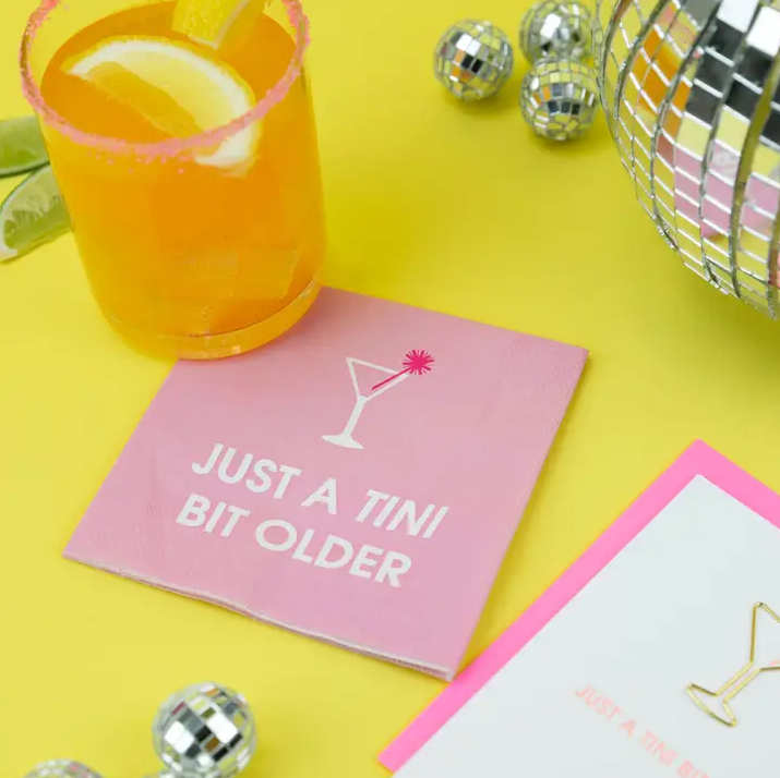 Just A Tini Bit Older - Cocktail Napkins - 13 Hub Lane   |  Funny Cocktail Napkins