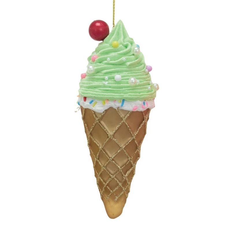 Ice Cream Cone Glass Ornament