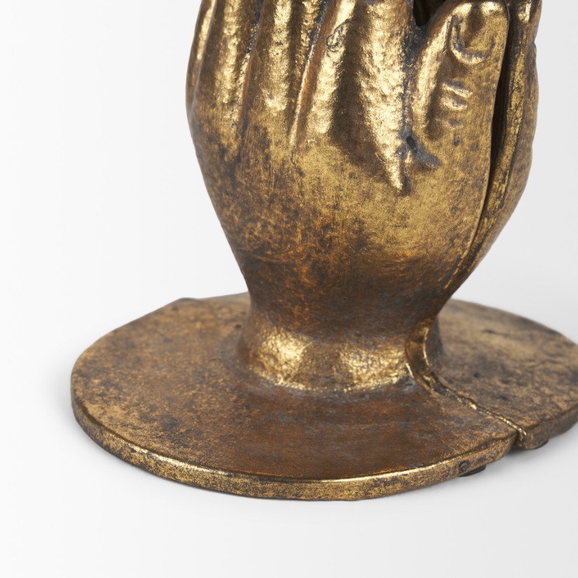 Praying Hands Cast Iron Bookends, Gold